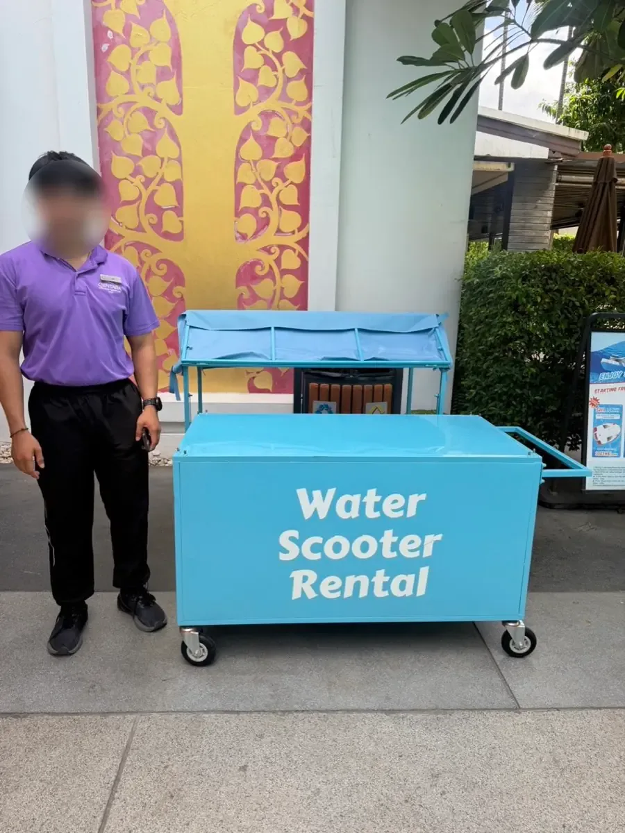 Water scooter rental cart delivered to the shop